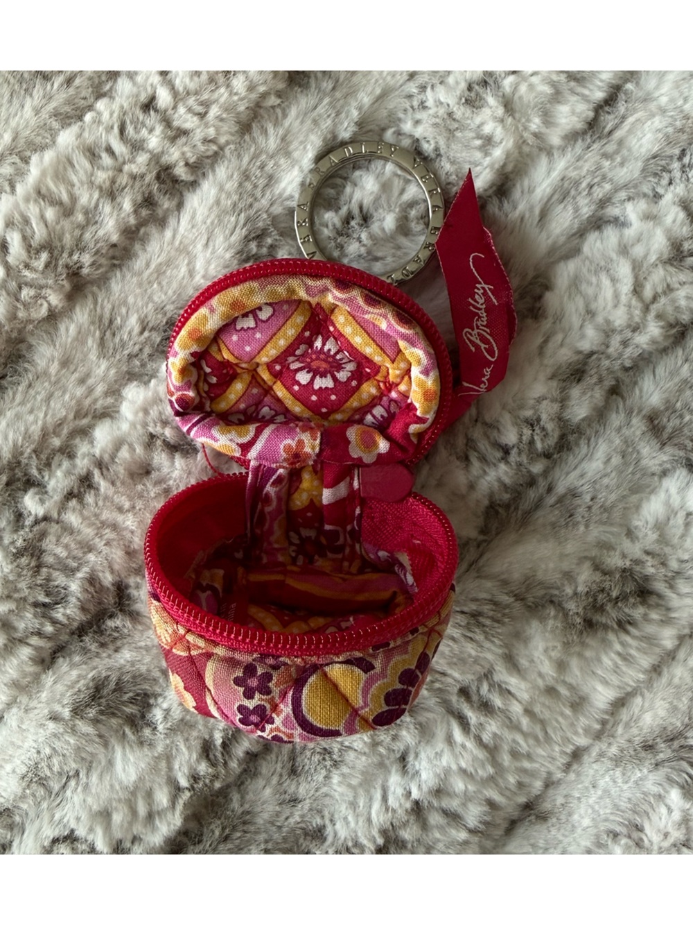 Vera Bradley Raspberry Fizz Shoulder Bag + Kiss-lock Wallet + Zip Pouch Keychain - Picture 8 of 9